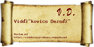Vidákovics Dezső névjegykártya